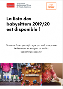 Projet Babysitting - Affiche liste dispo pour site apeea net